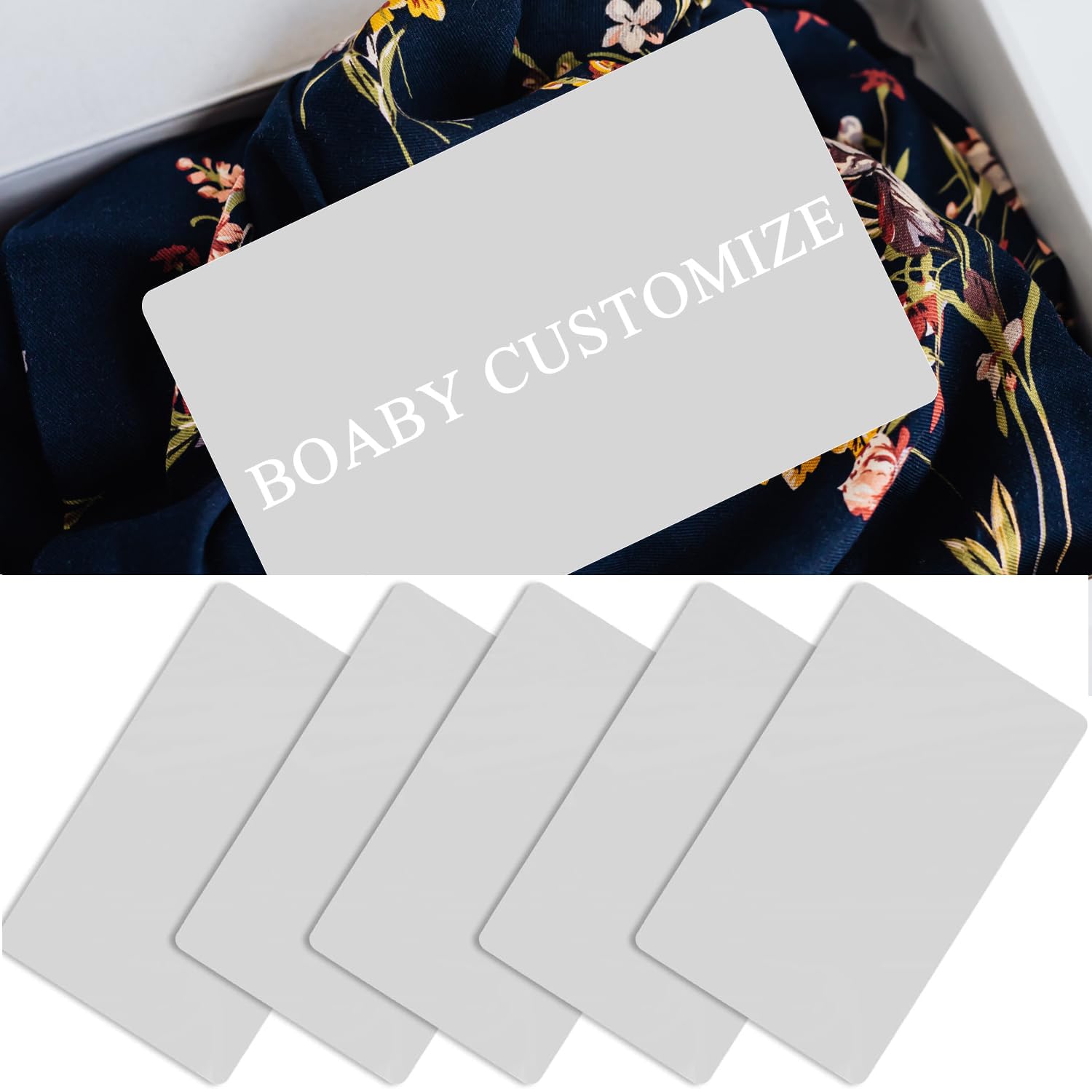 50Pcs Metal Business Cards, Blank Business Cards Aluminium Alloy Visiting Name Card Laser Engraving Card 0.22Mm/8.6X5.4Cm