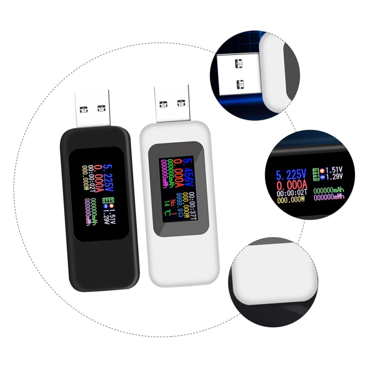 SHINEOFI Detector De Voltaje De 4 Piezas Comprobador De Voltaje Multímetro Comprobador Eléctrico Comprobador USB Voltímetro De Potencia Comprobador De Carga Monitor Con Pantalla Lcd