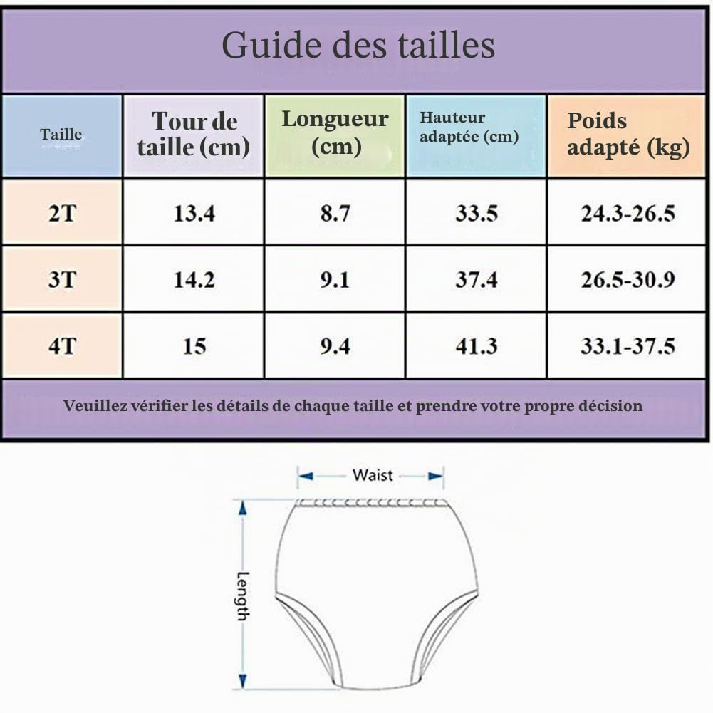 Couches Culottes d'apprentissage Lavable pour Les Enfants Garçon Fille