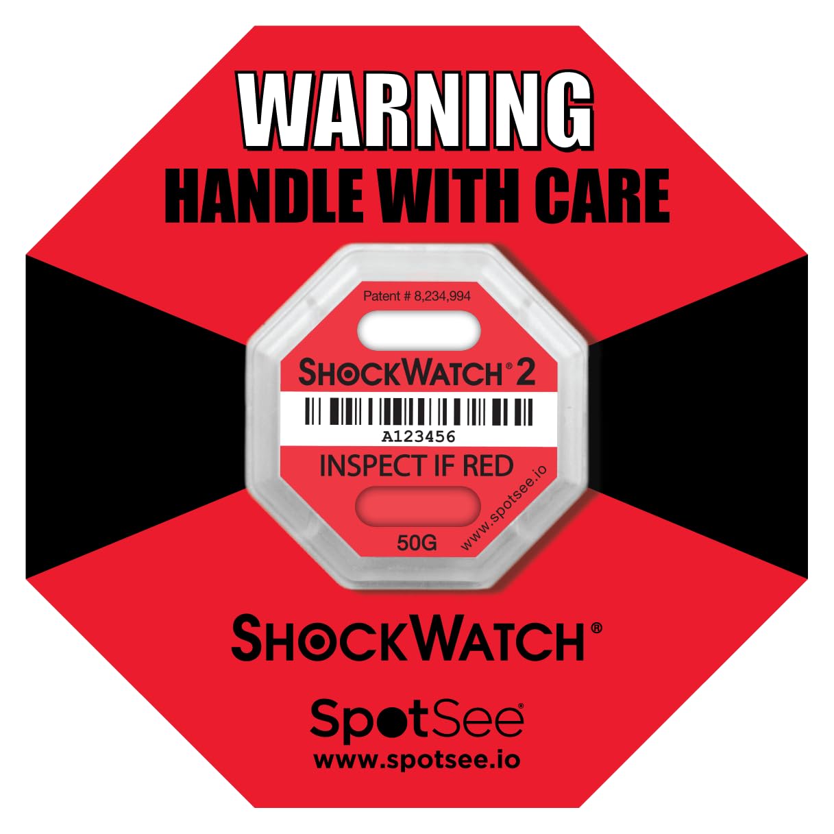 ShockWatch 2 Indicatore di impatto, confezione da 10, 50G rosso, antimanomissione indicatore di danni da urti