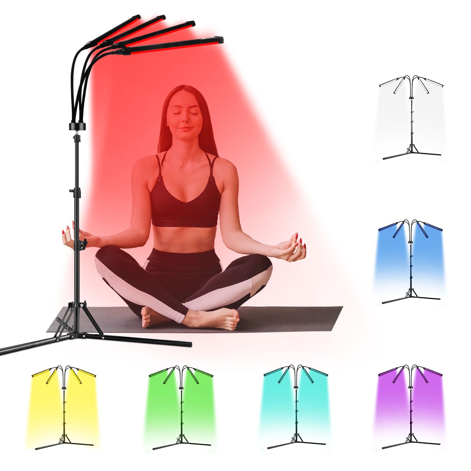 Terapia della luce rossa per il corpo, 7 colori LED lampada di terapia della luce rossa con supporto per viso, ginocchio, schiena