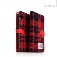 Vista 5 de Design Funda para iPhone XR Funda con tapa de cuero genuino Harris Tweed Diary White X Black iPhone Cover Wireless Charging Compatible