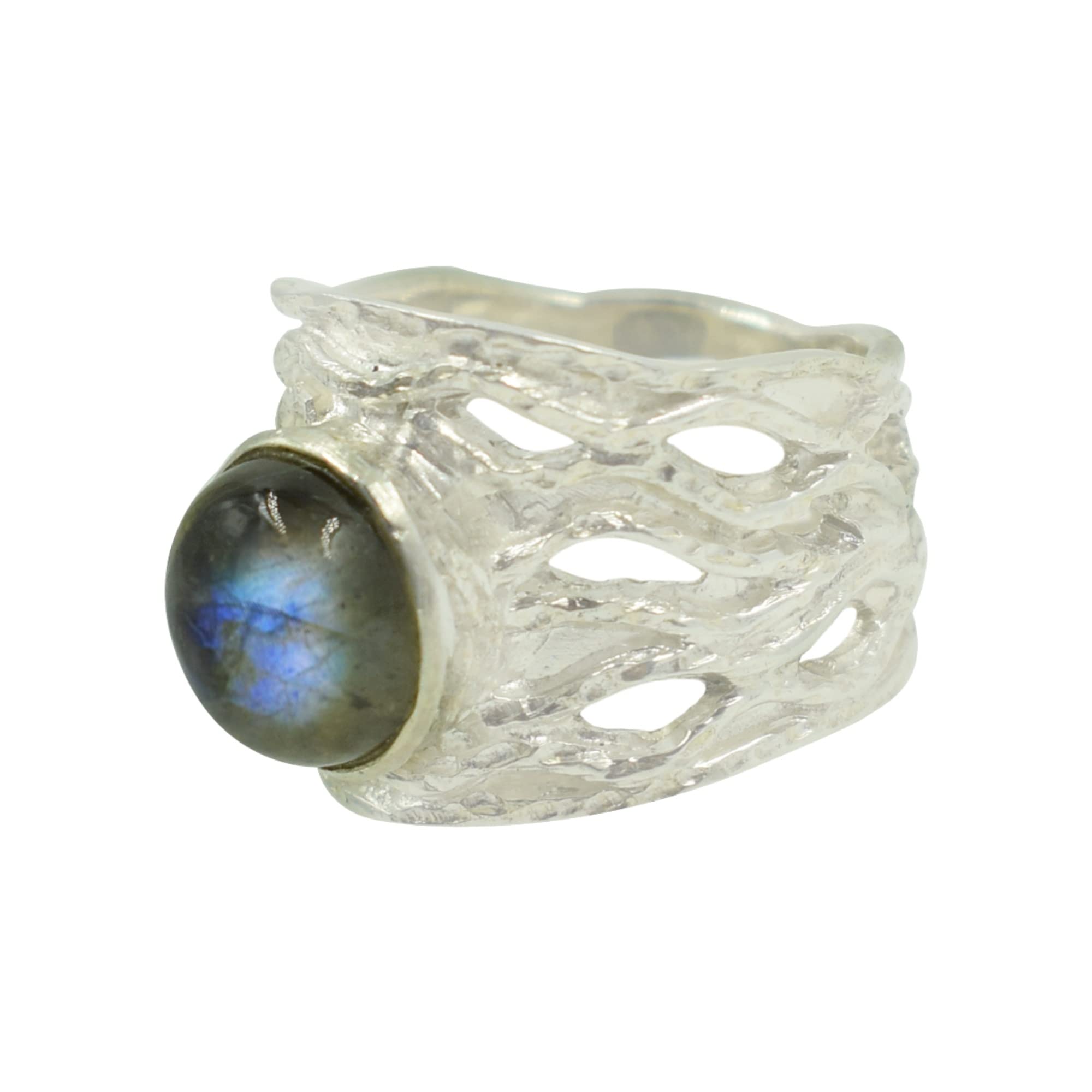 Bague argent 925 labradorite naturelle véritable pierre précieuse - 2