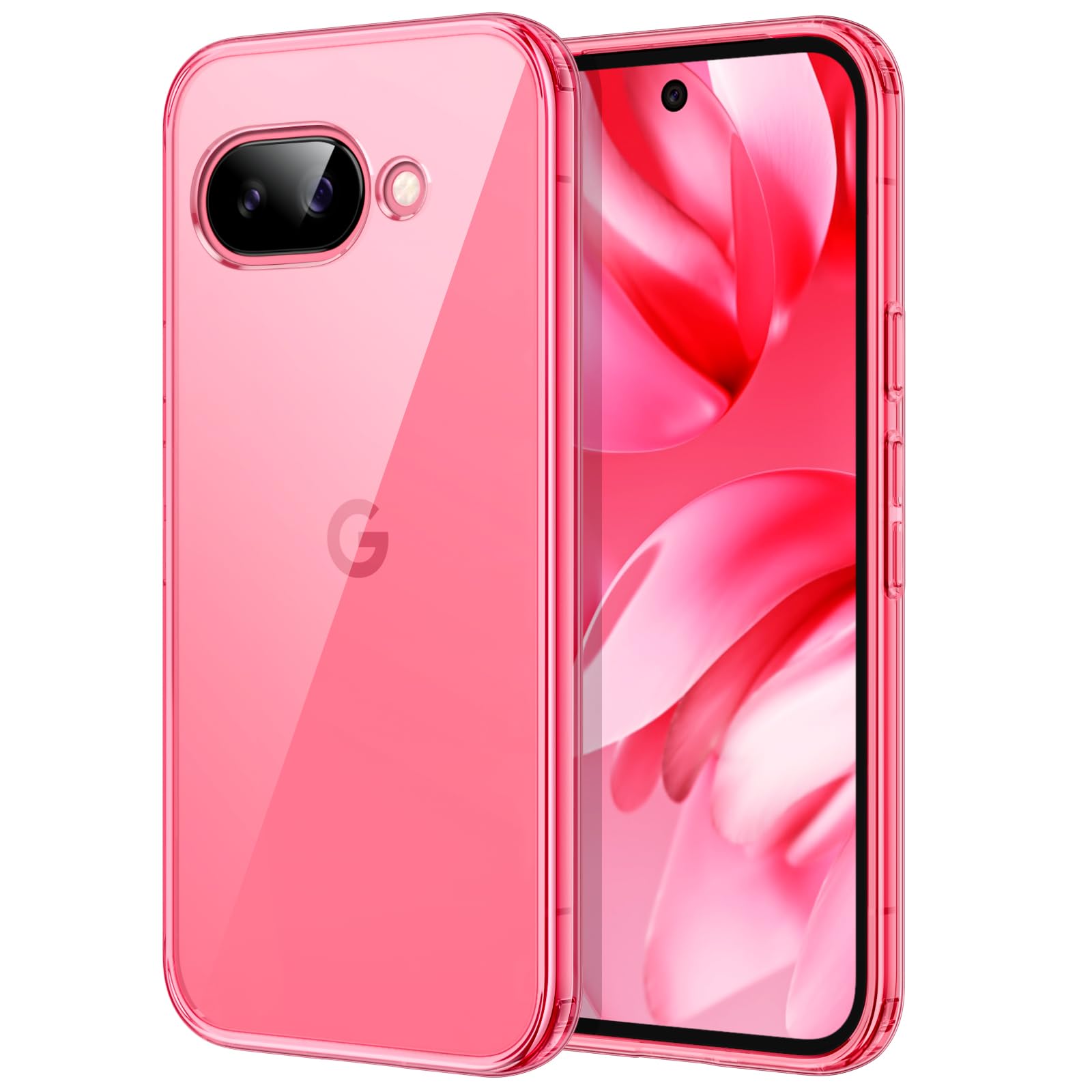 JETech Hülle für Google Pixel 9a 6,3 Zoll 2025, Nie Vergilbung Stoßfeste Stoßstange Schutzhülle, Anti-Kratzt Harte PC Rückseite (Peony)