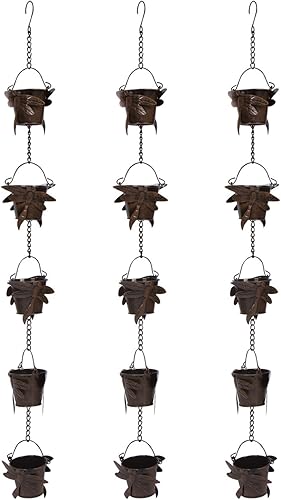 Miniatura 1 de Trademark Innovations Cadena de lluvia ajustable de libélula de 3 pies con 5 tazas (juego de 3)