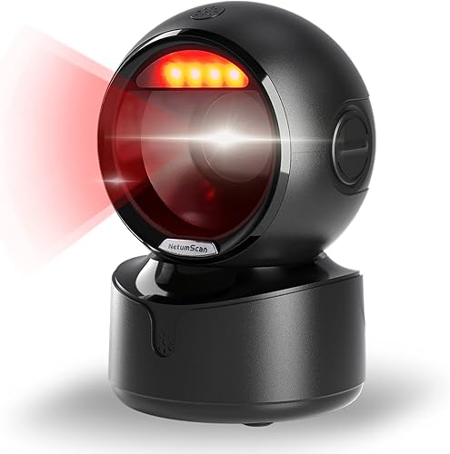 NetumScan Escáner automático de código de barras omnidireccional de escritorio, lector de código de barras QR con cable USB manos libres, detección