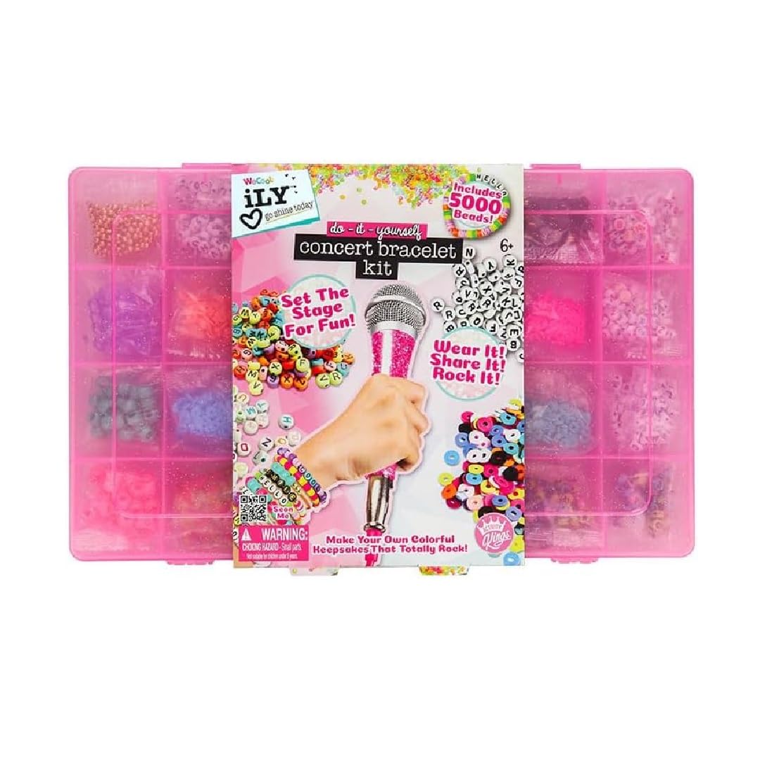 Paladone ILY Do-It-Yourself Concert Bracelet Kit in Pink, 5000+ Beads, Friendship Bracelets with Storage Case