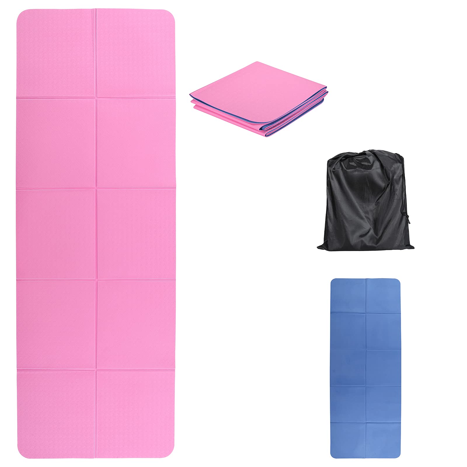 EKE Esterilla de Yoga Plegable de Corcho, Material Antideslizante 100% Reciclable, Ecológica, Fabricada en Corcho y TPE, Perfecta para Hot Yoga 183 * 65 * 0,5cm con Bolsa de Transporte