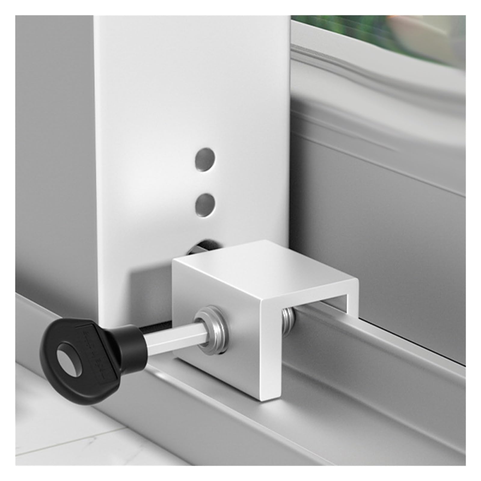 Blokada zamka, Zestaw 2 zamków do okien i drzwi przesuwnych w kolorze czarnym srebrnym(Silver)