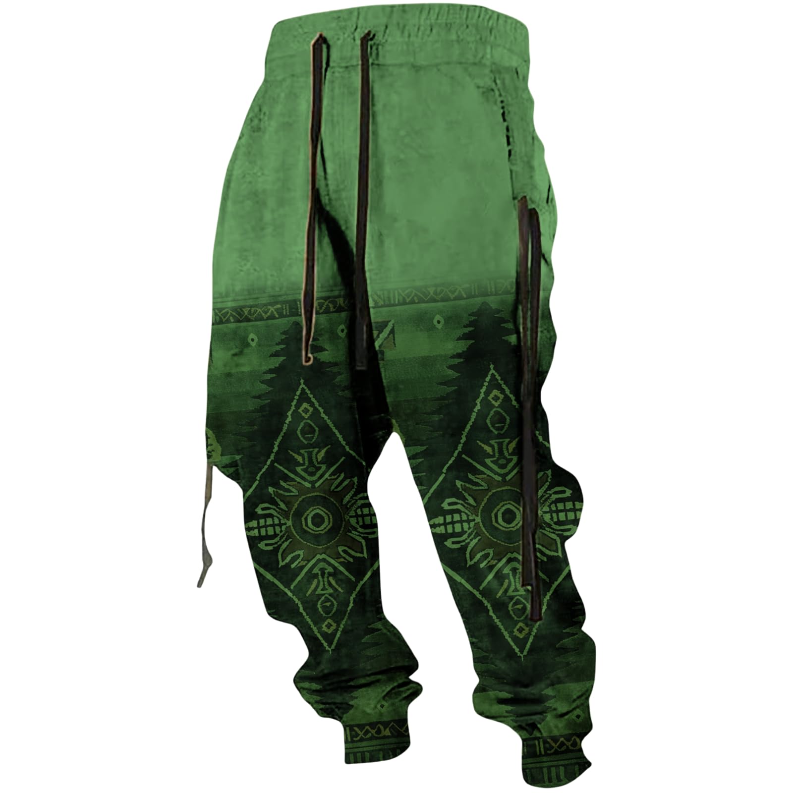 LOAIHA Mens Beige Aztec Cowboy Graphic Sweatpants - Casual Workout Trousers - Small S