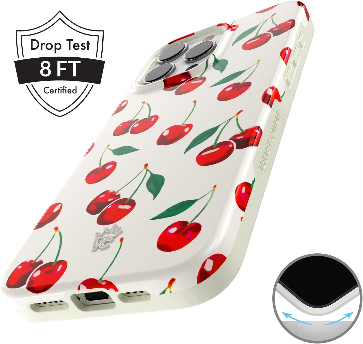 VELVET CAVIAR for iPhone 15 Pro Case Cherry - Compatible with MagSafe - 10ft Drop Tested - Red Cherries