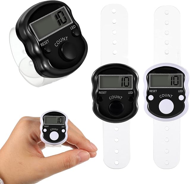2 Pieces Electronic Finger Counter 5 Digit Led Electronic Finger Counter Resettable Finger Digital Counter Tally Lap Counter Hand Tally Counter Counting with Handheld Ring for Golf Goods Counting