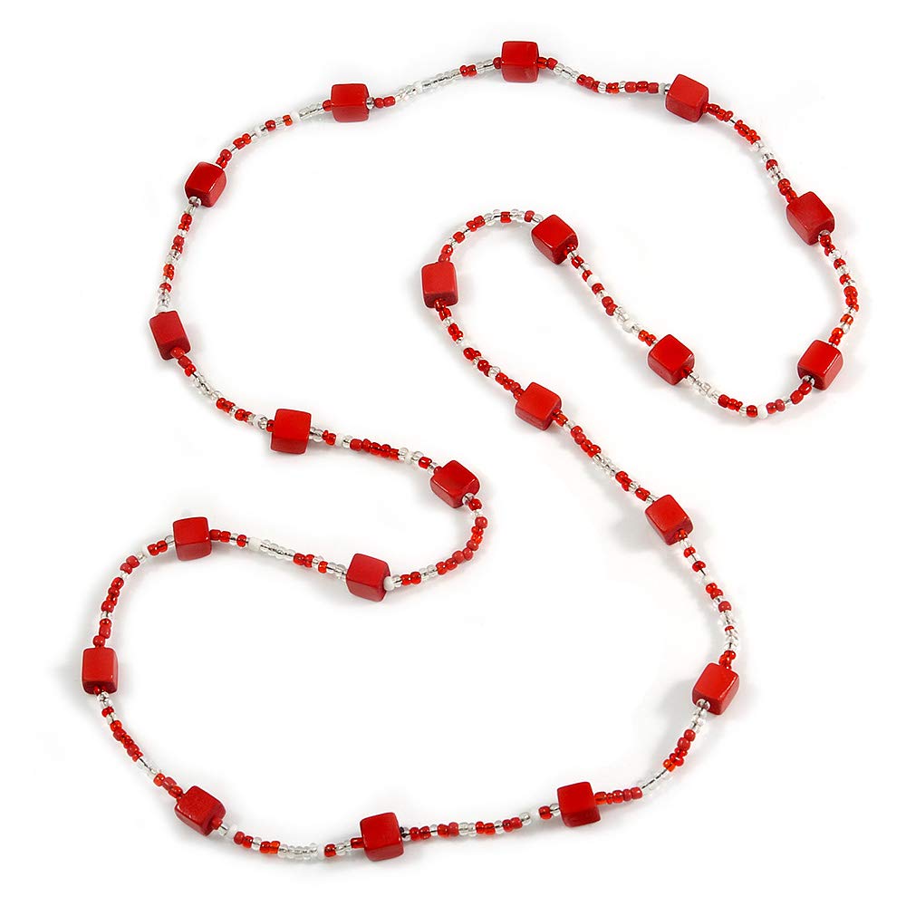 Collana Lunga In Legno E Perline Di Vetro Multicolore – Avalaya, 90 Cm, Corda Nera - 2