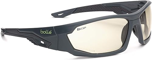 Bollé Safety MERPSF, Mercuro - Gafas de seguridad de platino, montura negra y amarilla, lentes ahumadas, universales