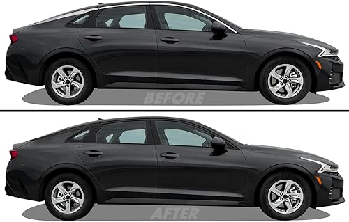 SlickMod Revestimiento de vinilo opaco cromado para ventana Kia K5 2021-2022 (negro brillante)
