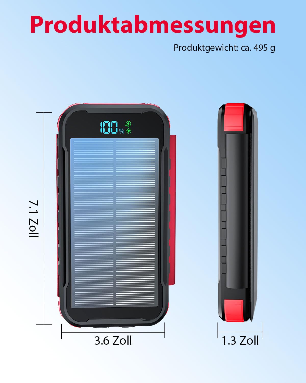 Batterie Externe Solaire 27000mAh 22,5W Chargeur Solaire | USB C 20W Fonction de Charge Rapide 2 Panneaux Solaires et 2 Lampes de Poche LED pour Téléphone Tablette Camping