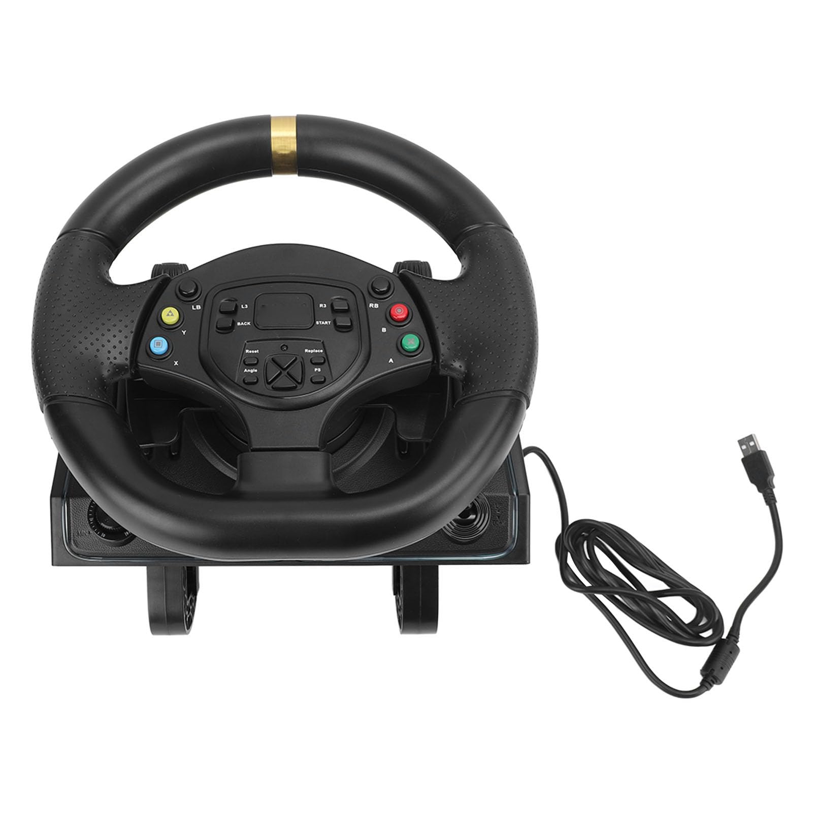 Volante de Carreras Universal Driving Force, Portátil y Desmontable con Práctico Accesorio de Abrazadera