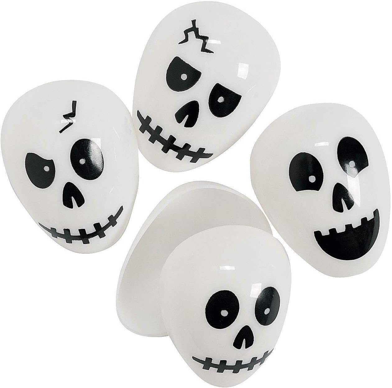 Skull Plastic (Easter) Halloween Eggs - 24 ct