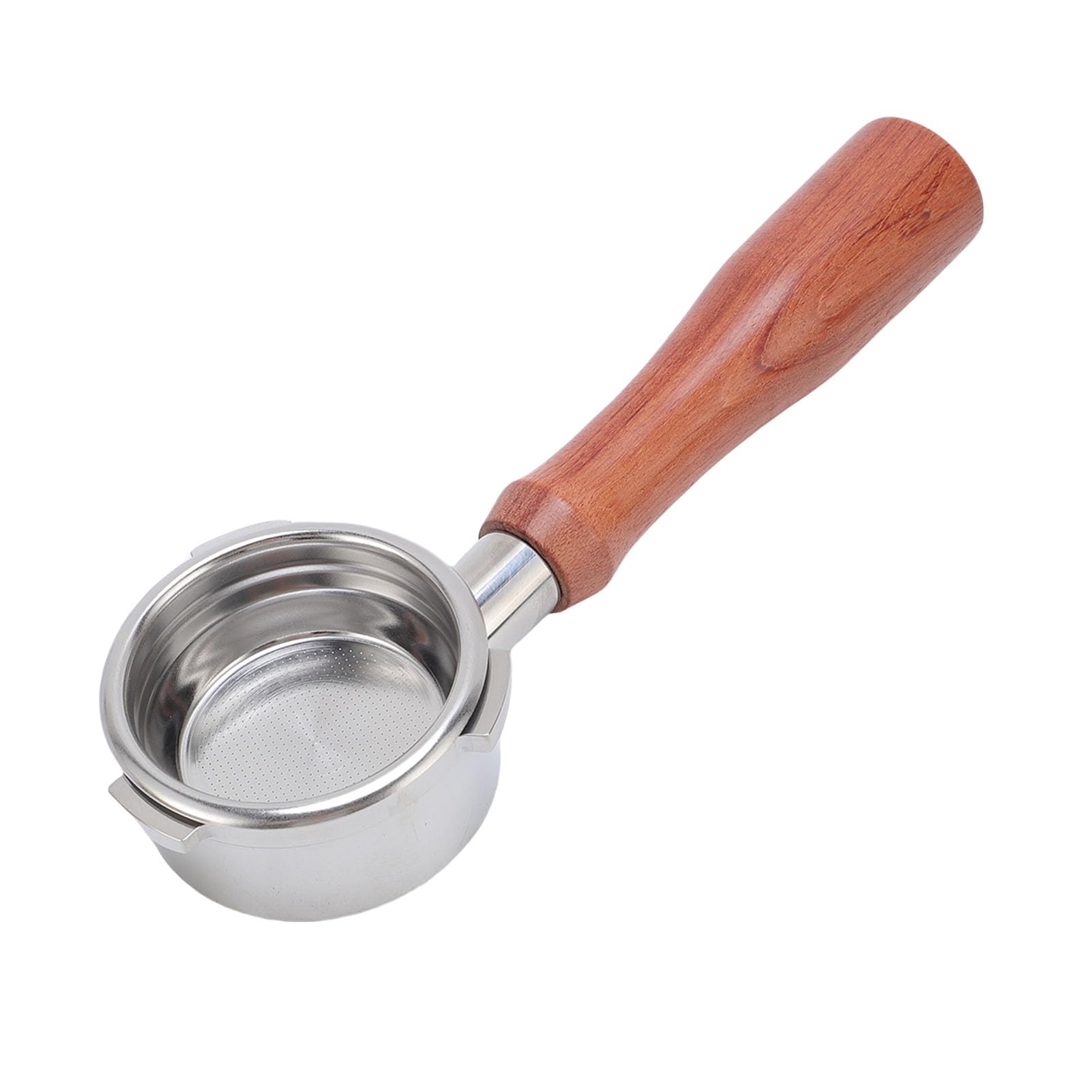 banapoy Portafiltro sin Fondo de 58 Mm para Petrus, Portafiltro de café Profesional de Acero Inoxidable de 3 Orejas con Ergonómico de Madera, Cesta de Filtro y Pantalla de Disco