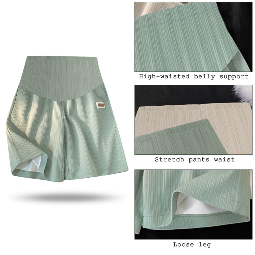 Leggings Premaman Corti, 2 Pack maternità Pantaloncini Premaman Estivi Donna Maternity Shorts Pigiama Pantaloni Corti Estivi per la Gravidanza