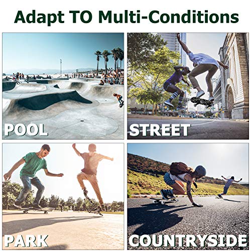 Image of WhiteFang Skateboards for Beginners, Complete Skateboard 31 x 7.88, 7 Layer Canadian Maple Double Kick Concave Standard and Tricks Skateboards for Kids and Beginners