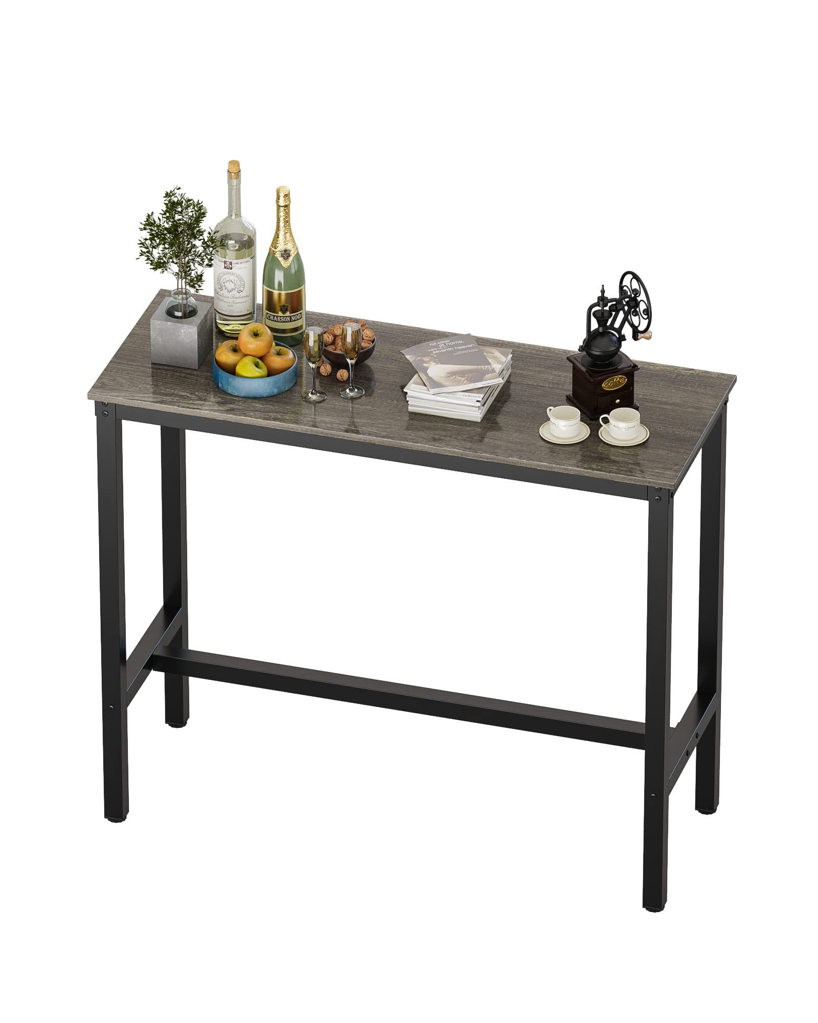 Photo 1 of Teraves Bar Table with Solid Metal Frame,Counter Height Dining Table Kitchen Bar Table for Dining Room,Living Room (39.37", Black Oak) 39.37" Black Oak