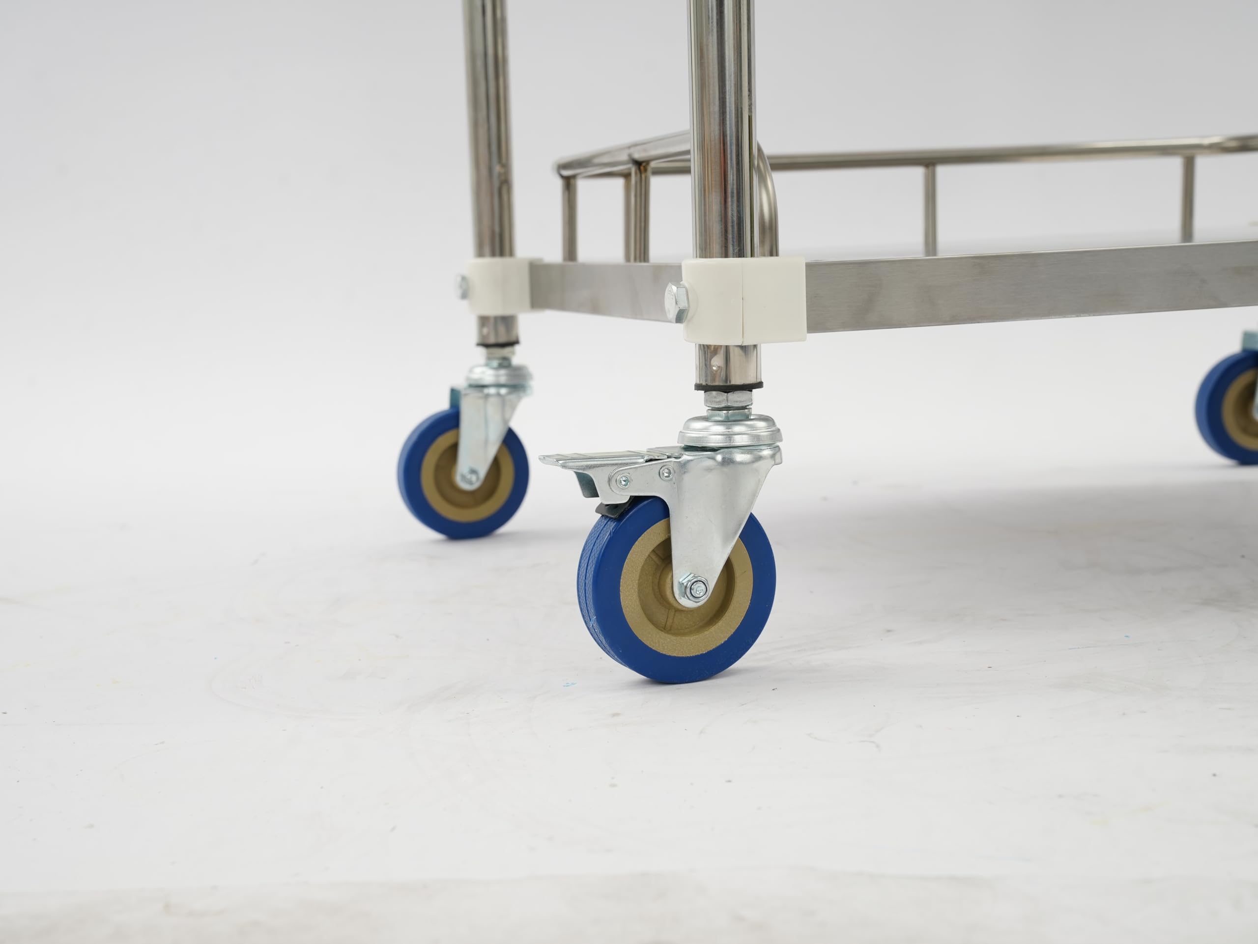 Carrito de acero inoxidable con 3 niveles, 50 x 40 cm, superficie de almacenamiento, capacidad de carga 25 kg | Carro de servicio de 3 niveles de acero inoxidable con ruedas para espacios pequeños