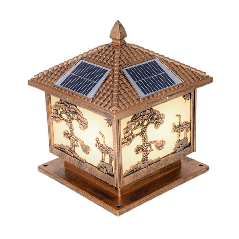GTHTUHFD Courtyard Light Ip65 Waterproof Outdoor Solar Powered & And Power Link Post Lamp Simple Pillar Lantern Wall For Lawn Garden Exterior Fixture,B-25 * 25cm
