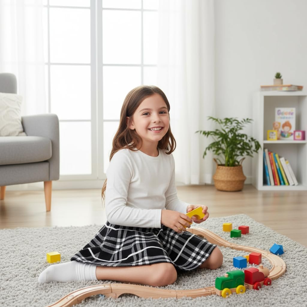 Mesinsefra Little Big Girls' High Waist Knitted Flared Pleated Skirt Casual - Image 4