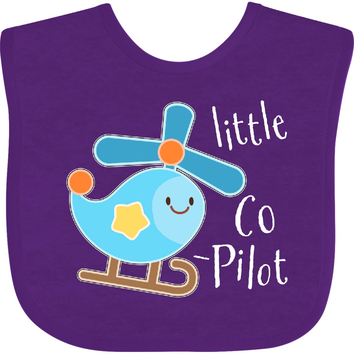 inktastic Little Co-Pilot- Cute Helicopter Baby Bib Purple 314c2