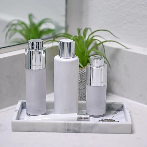 Miniatura 6 de Bandejas de tocador de baño, paquete de 2 organizadores de encimera de baño y bandejas para fregadero de cocina, hechas de silicona impermeable,