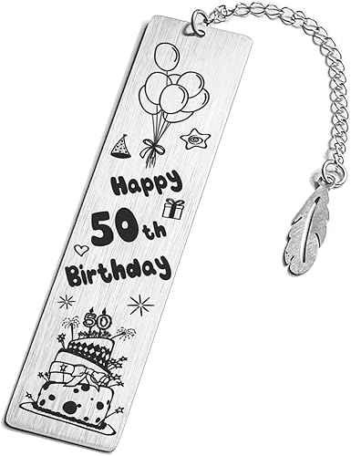 Marcapáginas de acero inoxidable para amantes de los libros para niños, niñas, mujeres y hombres, marcadores de libros de feliz 50 cumpleaños,