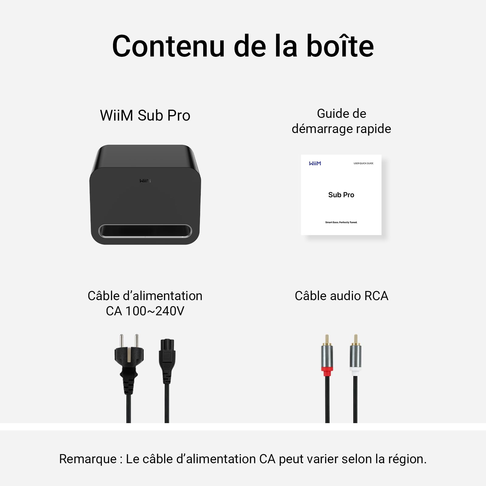 WiiM Sub Pro Caisson de Basses sans Fil Intelligent 8" 250 W AI RoomFit Wi-Fi 6 BT 5.3 Noir