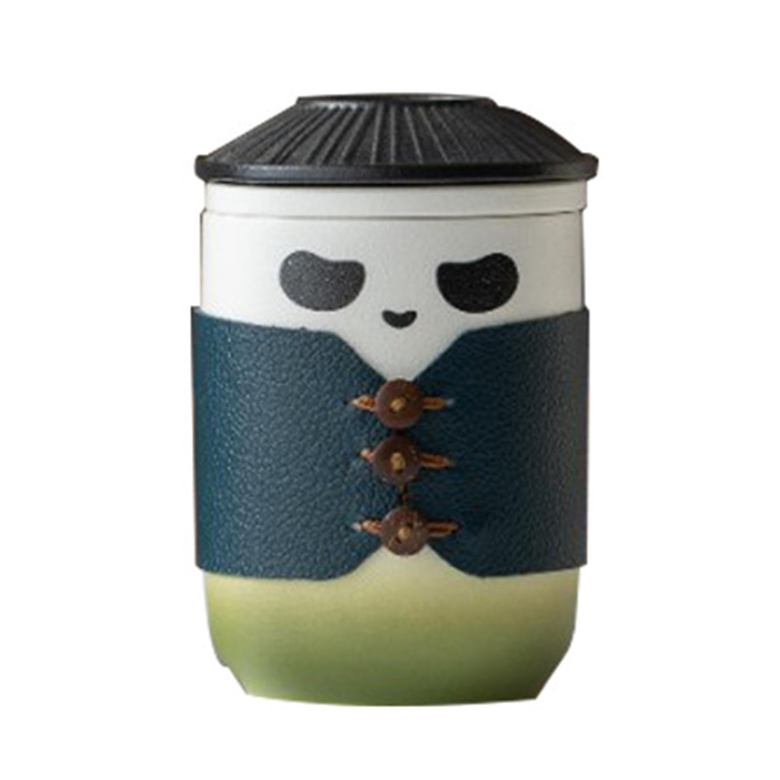 Podróżny zestaw do herbaty chiński ceramiczny czajniczek Kung Fu uroczy ręcznie robiony zaparzacz do herbaty zestaw porcelanowy czajniczek zestaw filiżanka panda na piknik podróż do hotelu, czarny/822