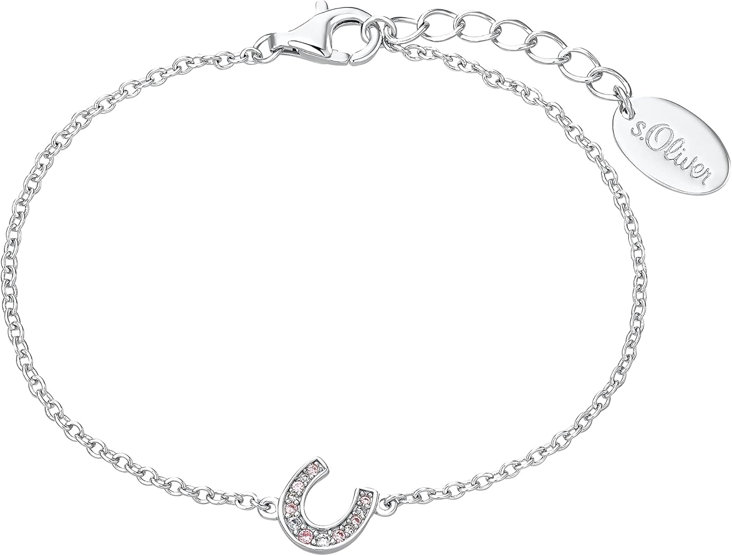 s.Oliver Schmuckset für Mädchen aus 925 Sterling Silber, rhodiniert, Halskette, Armband und Ohrstecker mit Hufeisen Design