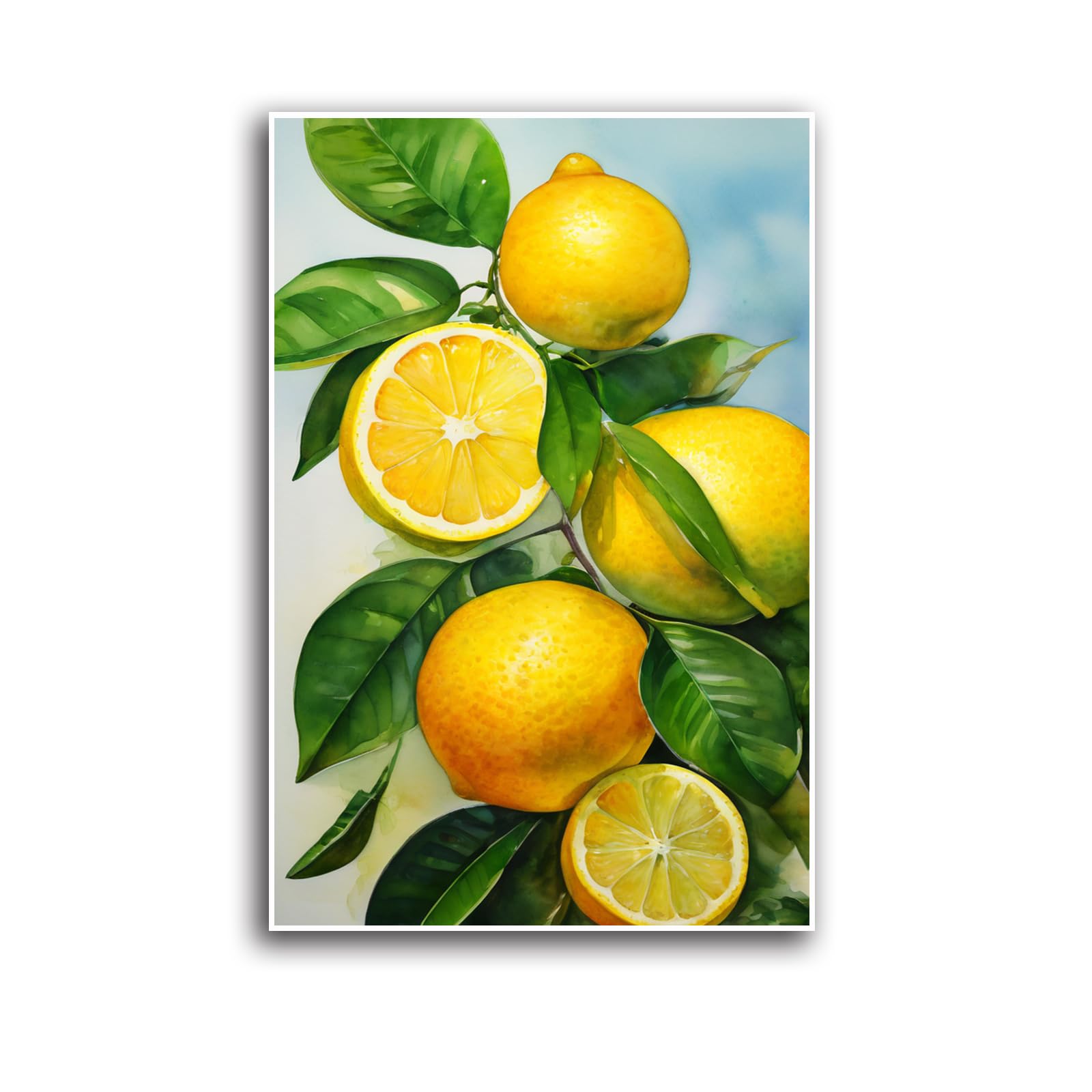 ISXGDWFH Lemon still life oil painting canvas painting fresh fruit kitchen poster simple art wall painting rural farmhouse mural living room wall