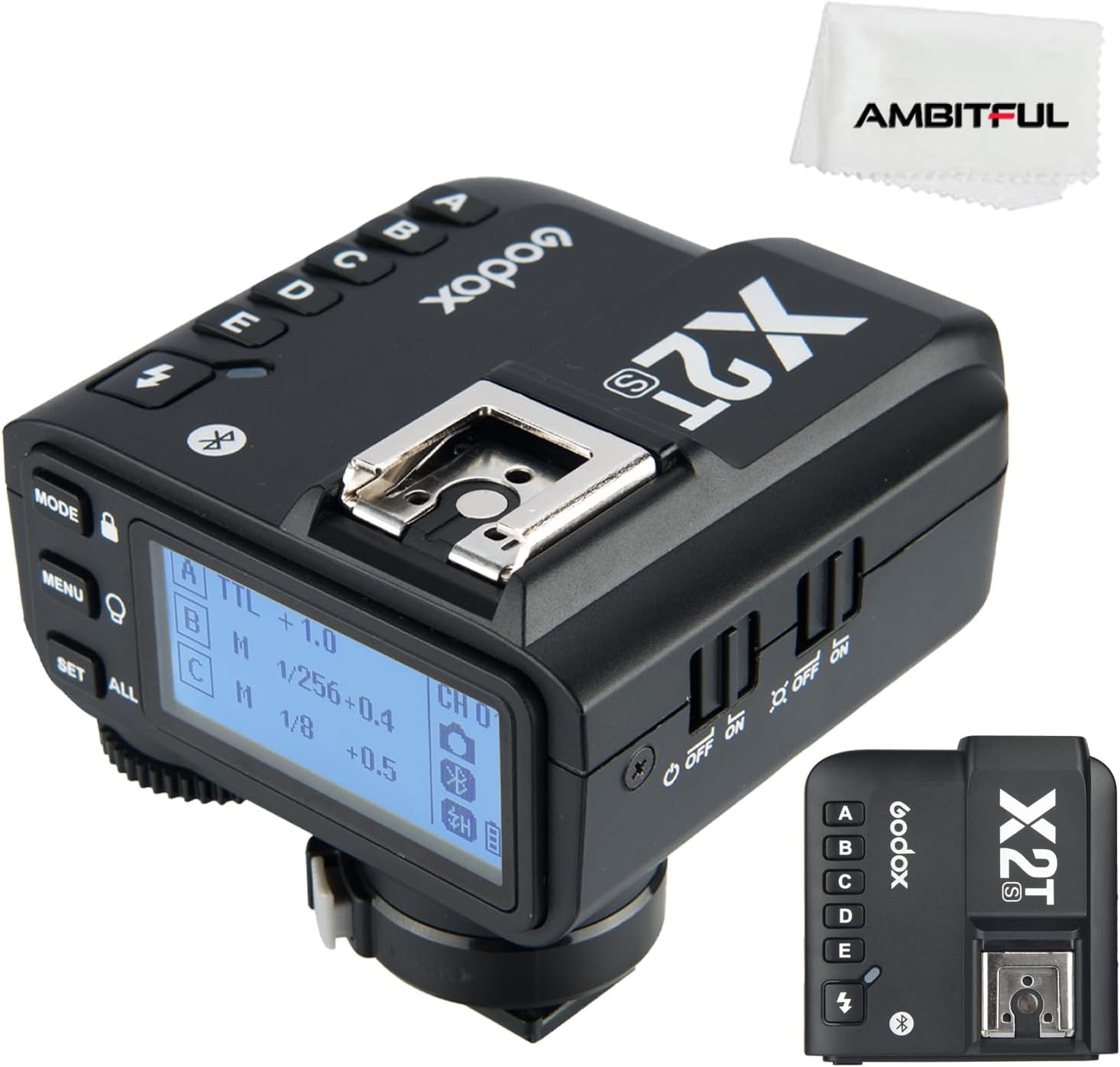 Godox X2T-S TTL 2.4G Wireless Flash Trigger for Sony, Bluetooth Connection, 1/8000s HSS, TCM Function, 5 Separate Group Buttons, 3 Function Buttons for Quick Setting for Sony Camera