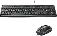 Combo Teclado e Mouse com fio USB Logitech MK120 com Design Confortável, Durável e Resistente à Respingos, USB e Layout ABNT2
