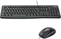 Combo Teclado e Mouse com fio USB Logitech MK120 com Design Confortável, Durável e Resistente à Respingos, USB e Layout ABNT2