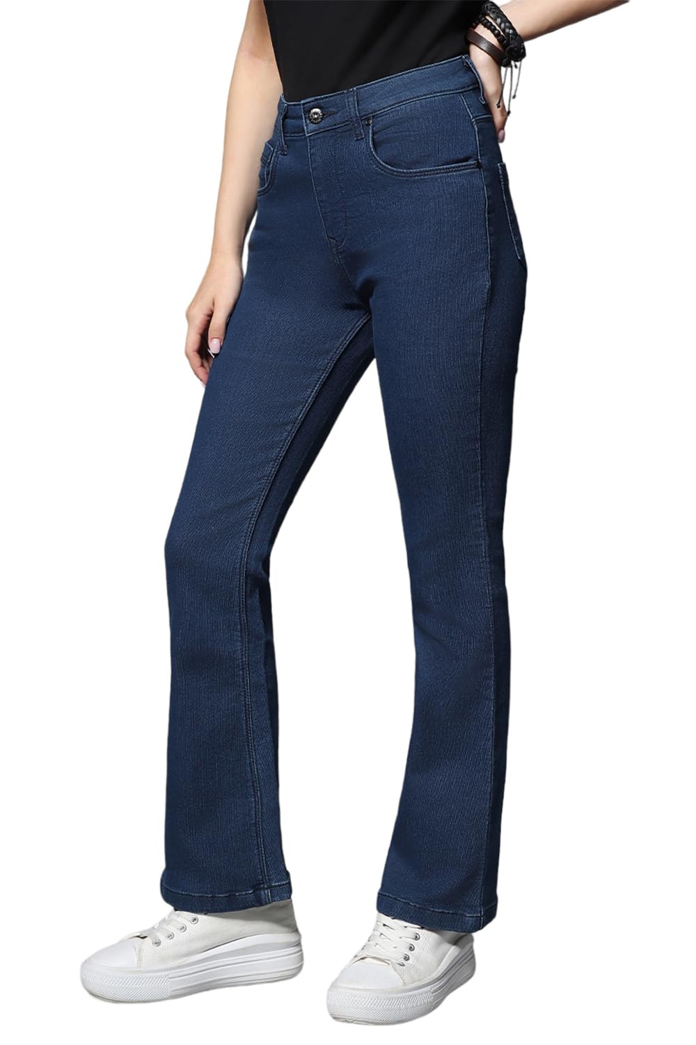High Star Women Blue High Rise Bootcut Stretchable Jeans-picture-17