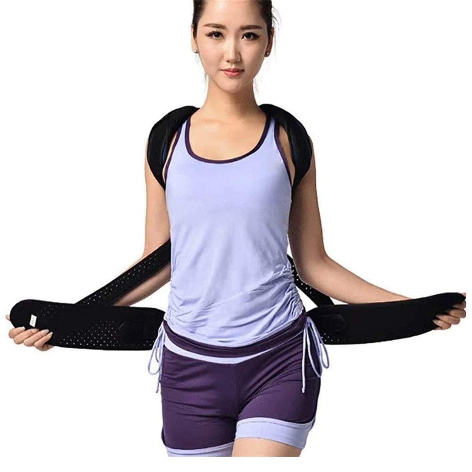 Orthèse Lombaire avec Sangles De Soutien Dorsal Complètes, Support De Correction Dorsale pour Soulager Les Douleurs du Haut Et du Bas du Dos, pour Hommes Et Femmes Adultes,L