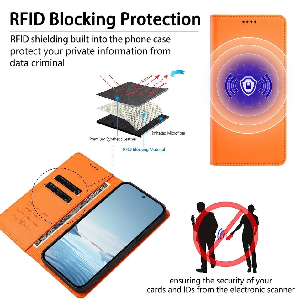 Étui Galaxy S21 FE orange anti-choc protégeant l'écran grâce au clapet magnétique robuste - 3