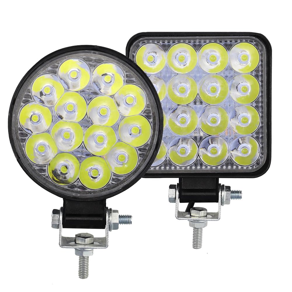 Lampada Fanale Posteriore 42W 14 48W 16SMD Luce da lavoro Fendinebbia anteriore per auto 12V 24V per camion SUV 4X4 4WD Fari di ingegneria Off-road Faro rotondo(1pcs square)