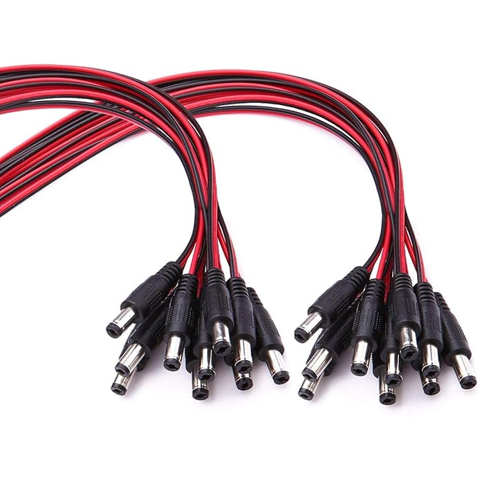 Buy [Real 18AWG x2 Copper Strands] PLUSPOE 20Pack DC Power Pigtail Cable Wire,12V 5A Male