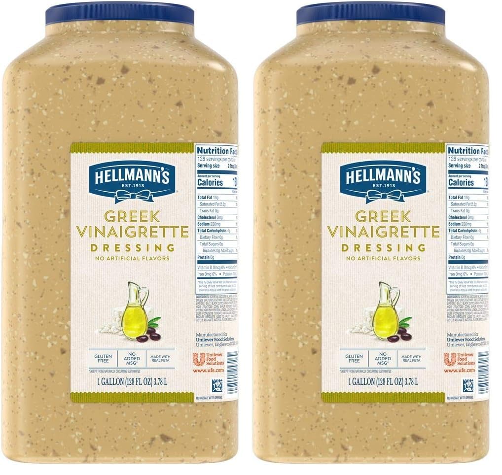 Hellmann's Mango Pineapple Vinaigrette Salad Dressing Jug Gluten Free, No Artificial Flavors, Colors from Natural Sources, 1 gallon, Pack of 4