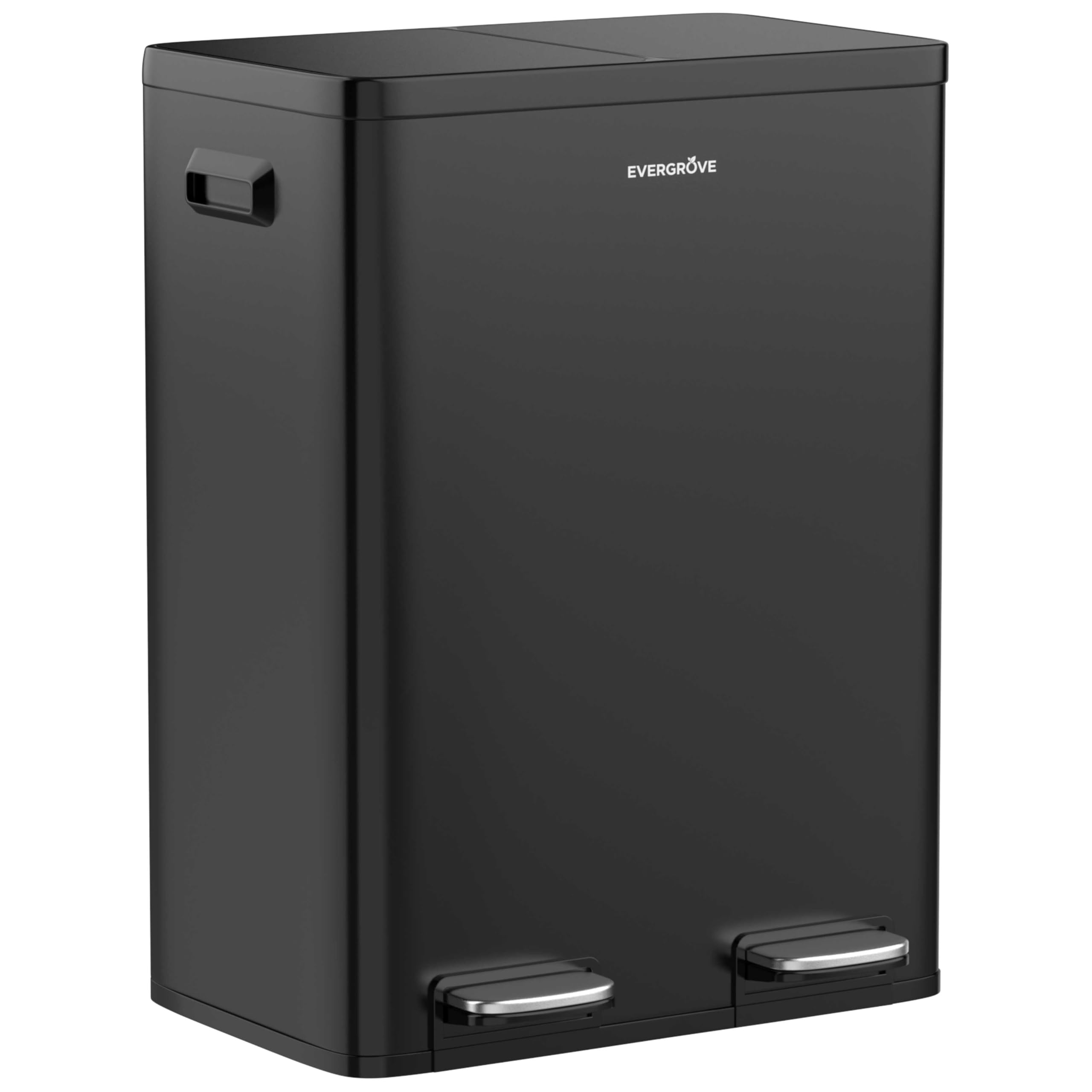 EverGrove 60L Recycling Bin, 2 x 30L, Stainless Steel Lids, Matte Black
