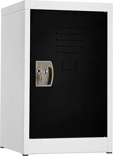 AdirOffice Armario de almacenamiento de metal de acero para niños, organizador de almacenamiento resistente con llave y varillas para colgar, ideal