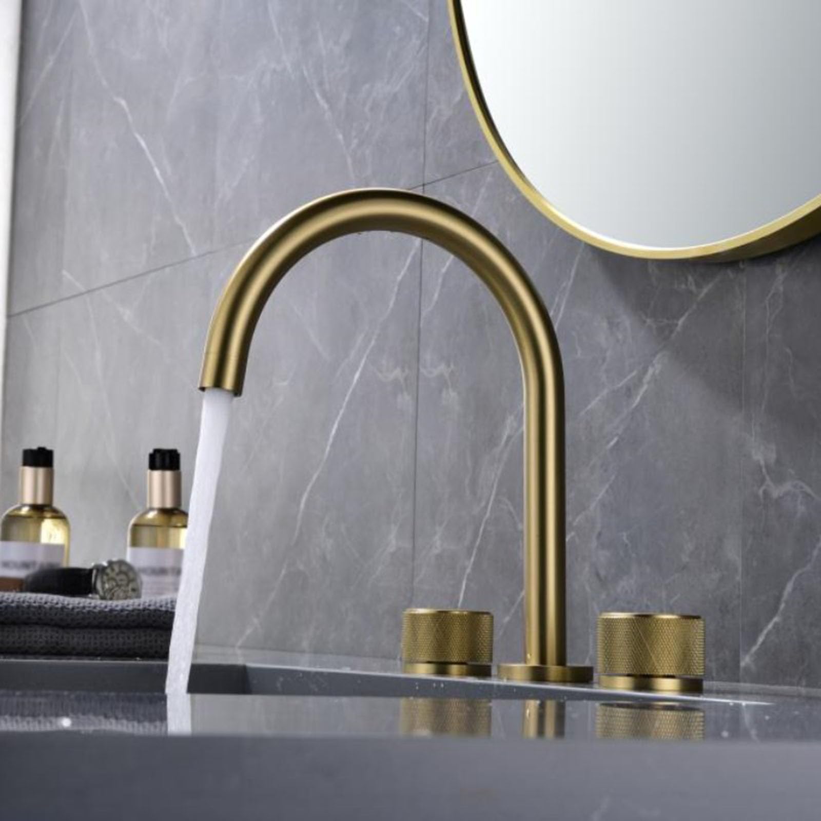 Ensemble de robinets de lavabo mélangeur 3 pièces noir mat