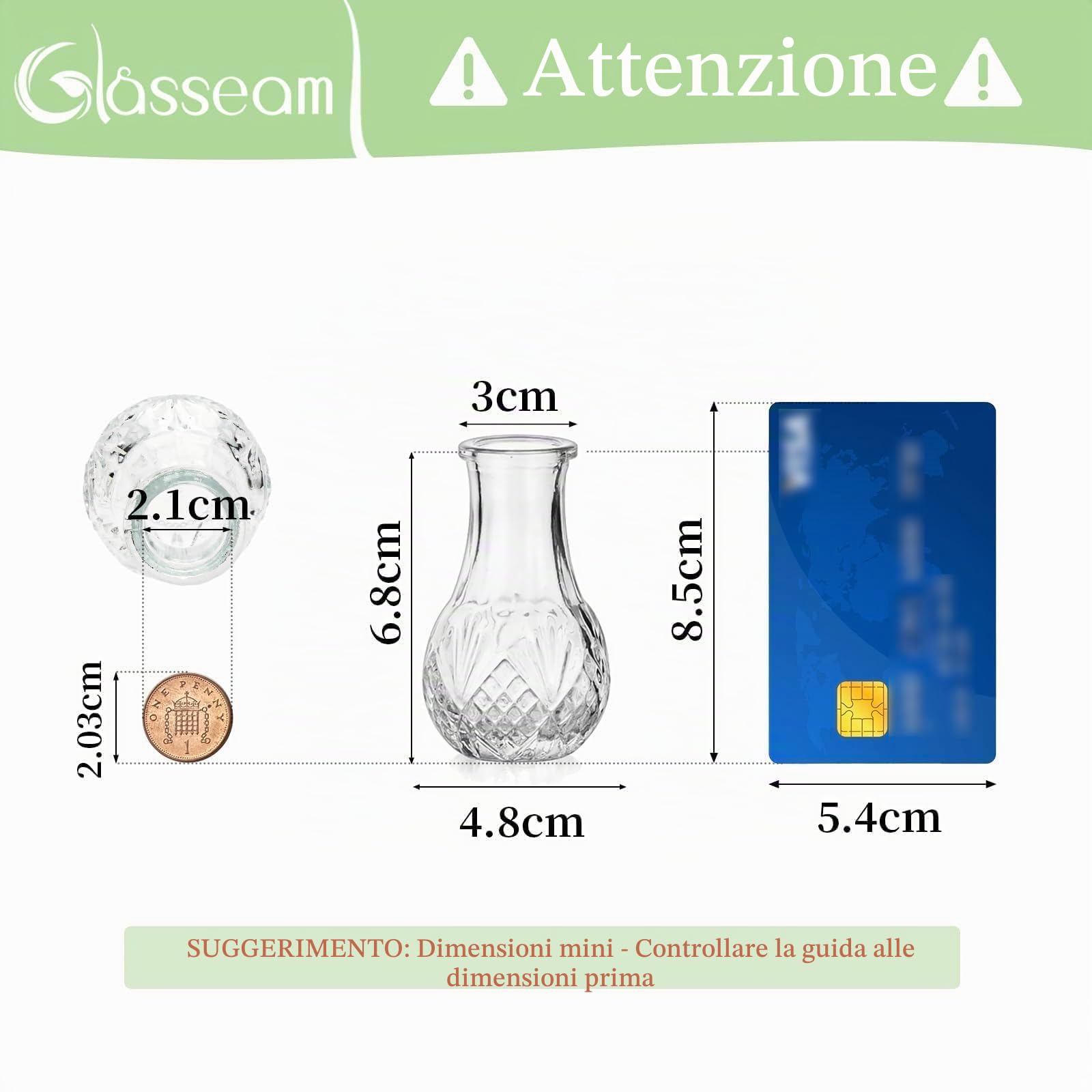 Glasseam Piccoli Vasi per Fiori per Centrotavola: Set di 20 Mini Vasi in Vetro Trasparente per Decorazioni Centrotavola per Matrimoni Tavoli da Pranzo e Tavoli da Sala da Pranzo