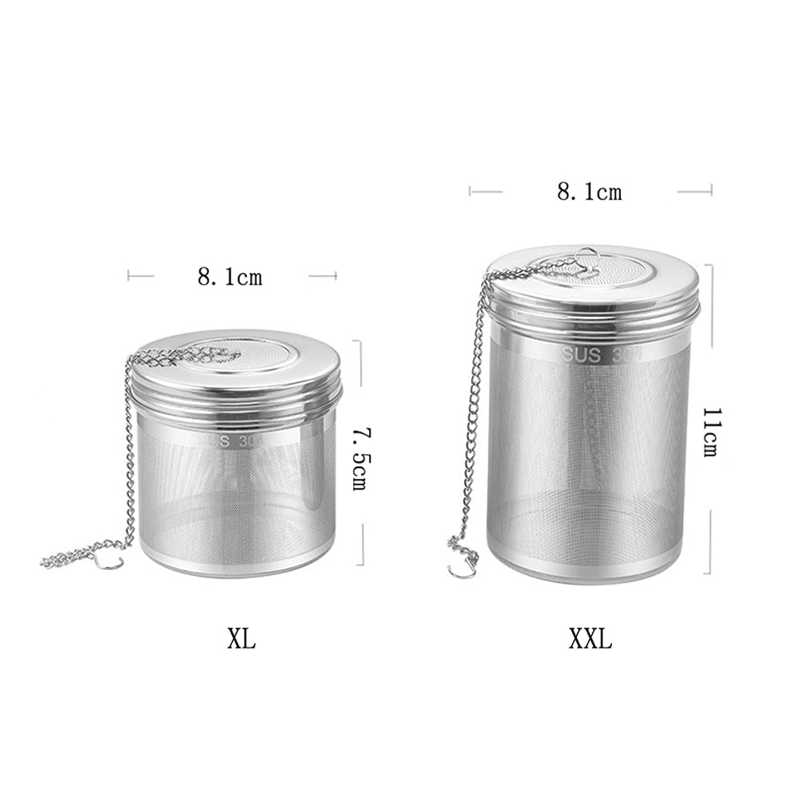 Colador de té creativo de acero inoxidable 304, colador de té de hojas, especias, tetera de hierbas, filtro de malla reutilizable, accesorios de cocina para el hogar (L)